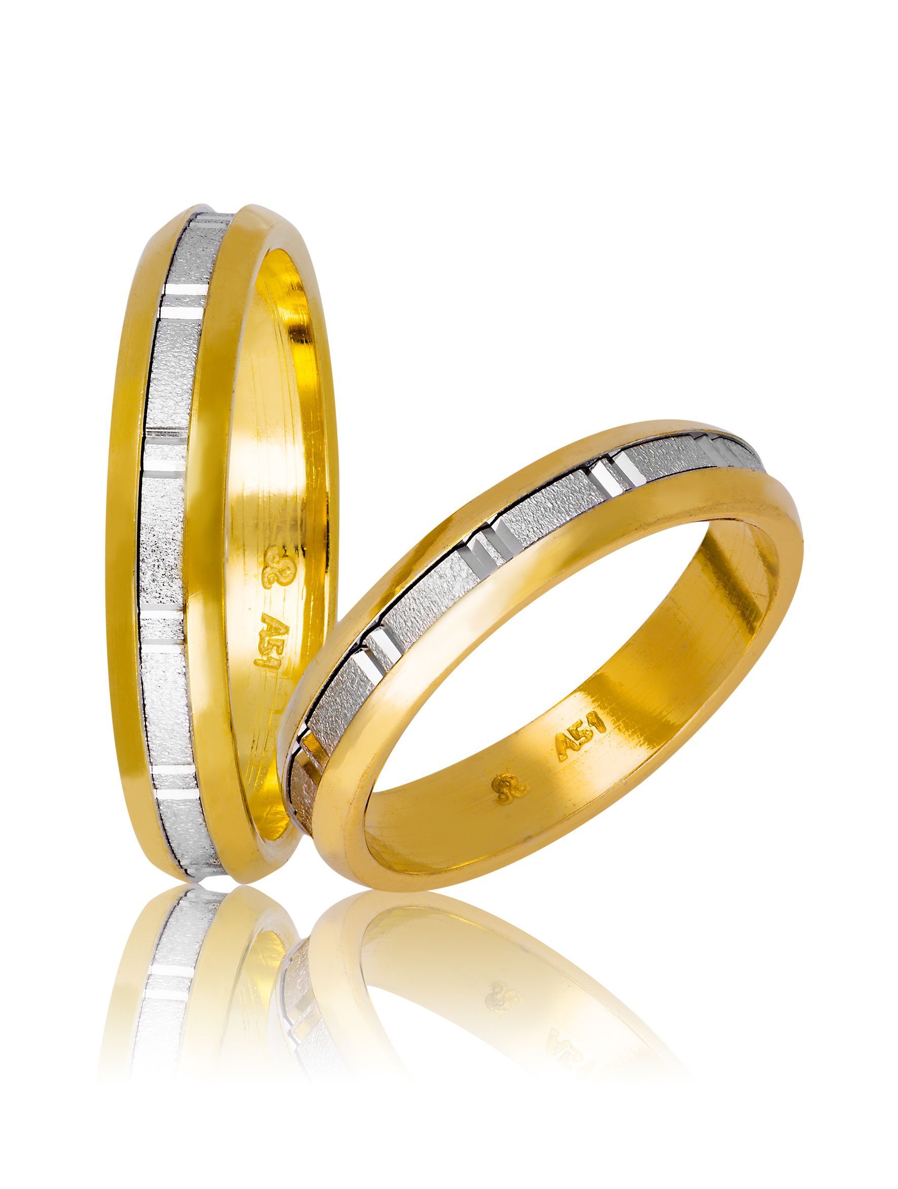 White gold & gold wedding rings 4.3mm (code 718)